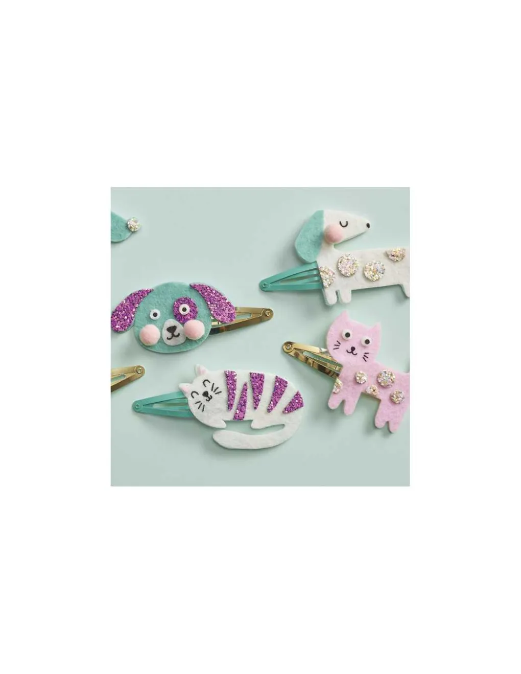 Janod 6 barrettes pailletées à créer Little Pets - Hot