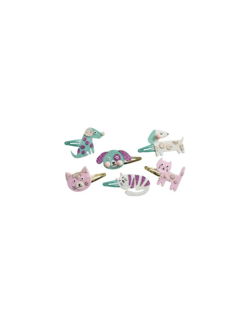 Janod 6 barrettes pailletées à créer Little Pets - Hot