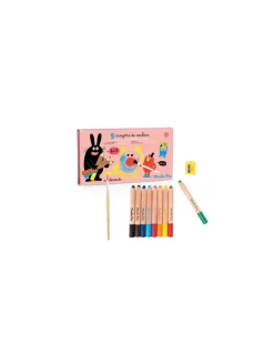 Moulin Roty 9 crayons de couleurs 3 en 1 Les Schmouks - Sale