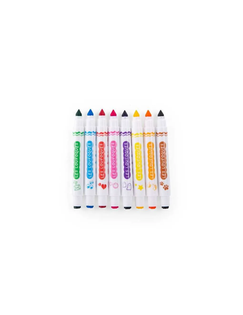 Moulin Roty 8 feutres tampons 2 en 1 Les Loufoques - Discount