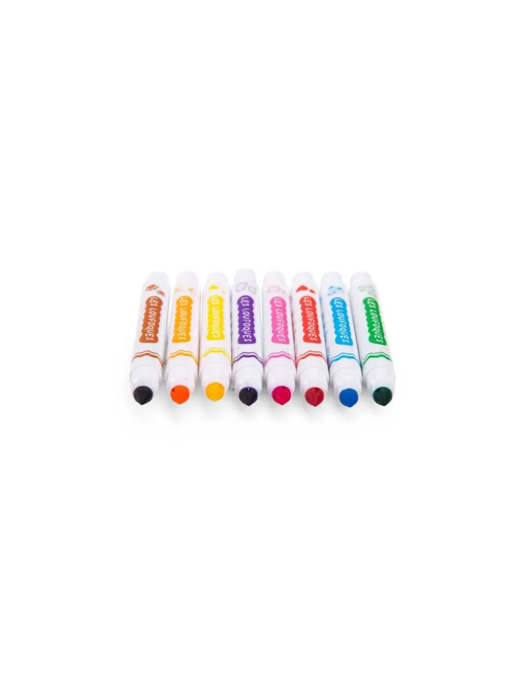 Moulin Roty 8 feutres tampons 2 en 1 Les Loufoques - Discount