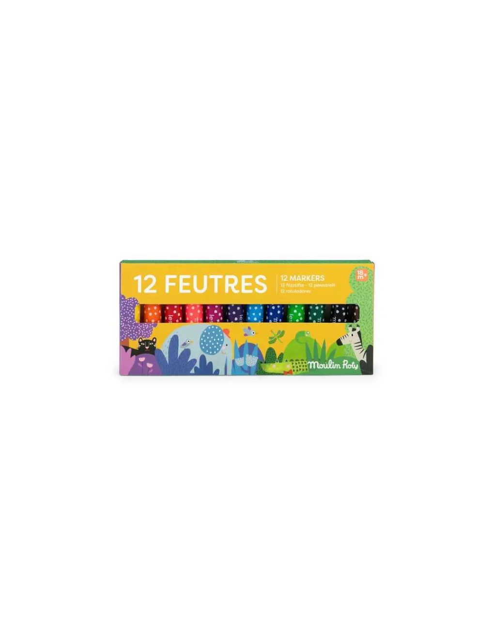 Moulin Roty 12 gros feutres pointes coniques Les Toupitis - Outlet