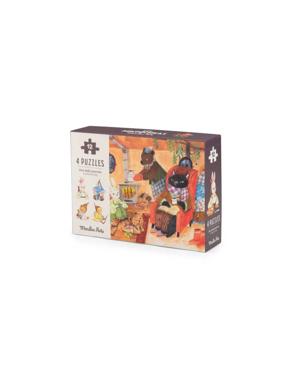 Moulin Roty 4 mini puzzles Une belle journée Les Minouchkas - Discount