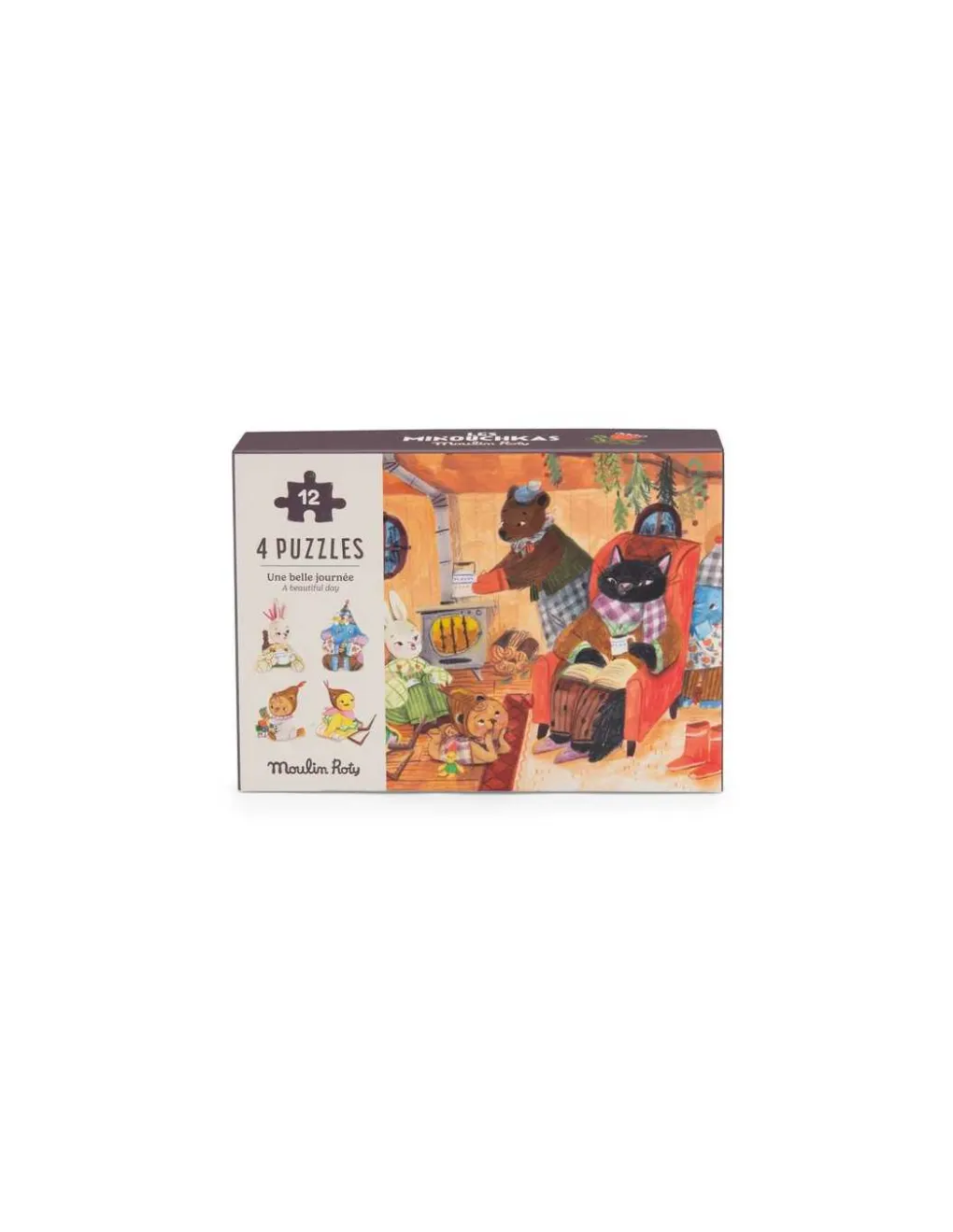 Moulin Roty 4 mini puzzles Une belle journée Les Minouchkas - Discount