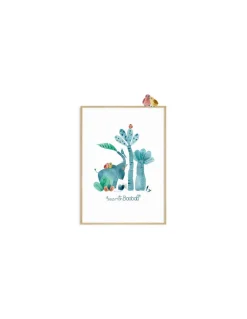 Moulin Roty Affiche Bergamote l'éléphant Sous mon Baobab -