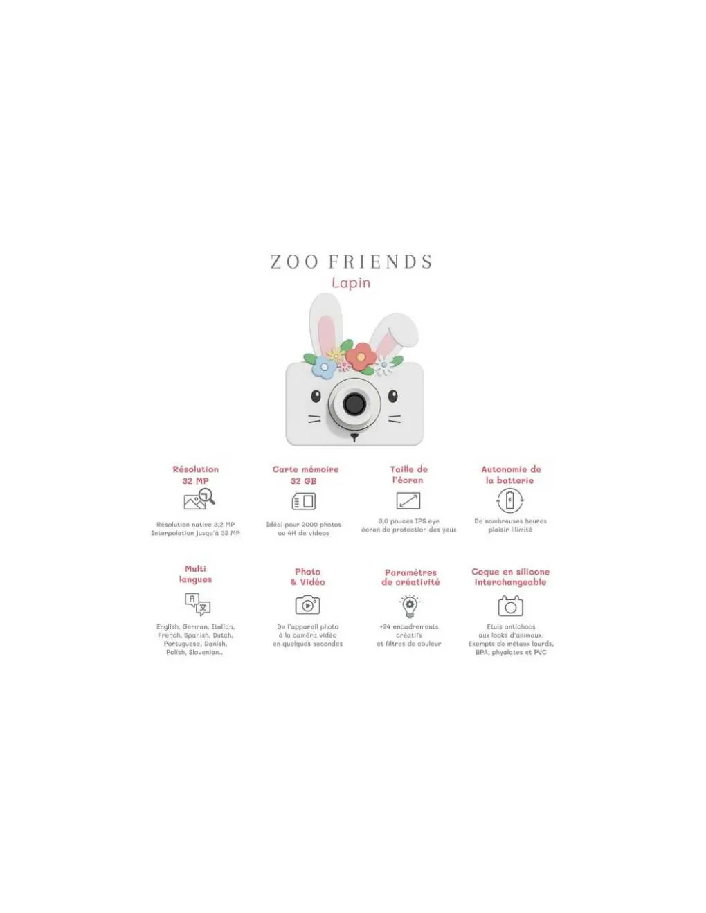 The Zoofamily Appareil photo Lapin fleurs - New