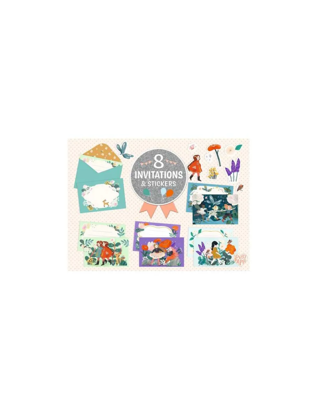 Lovely Paper by Djeco Cartes d'invitation Copines du jardin - Djeco New