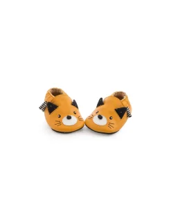 Moulin Roty Chaussons cuir chat moutarde Les moustaches 12/18 m - Clearance