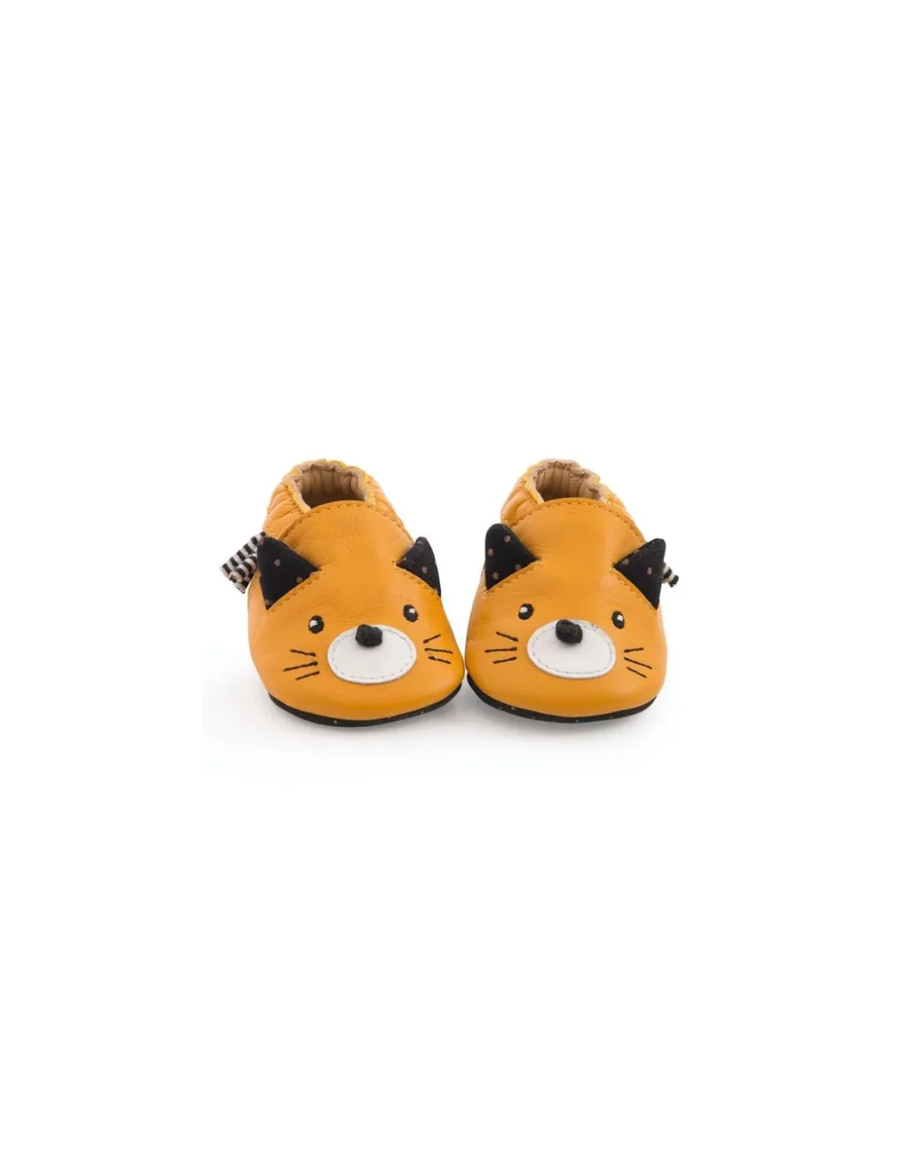 Moulin Roty Chaussons cuir chat moutarde Les moustaches 18/24 m - Hot