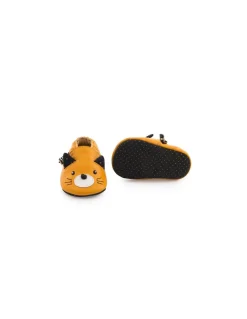 Moulin Roty Chaussons cuir chat moutarde Les moustaches 18/24 m - Hot