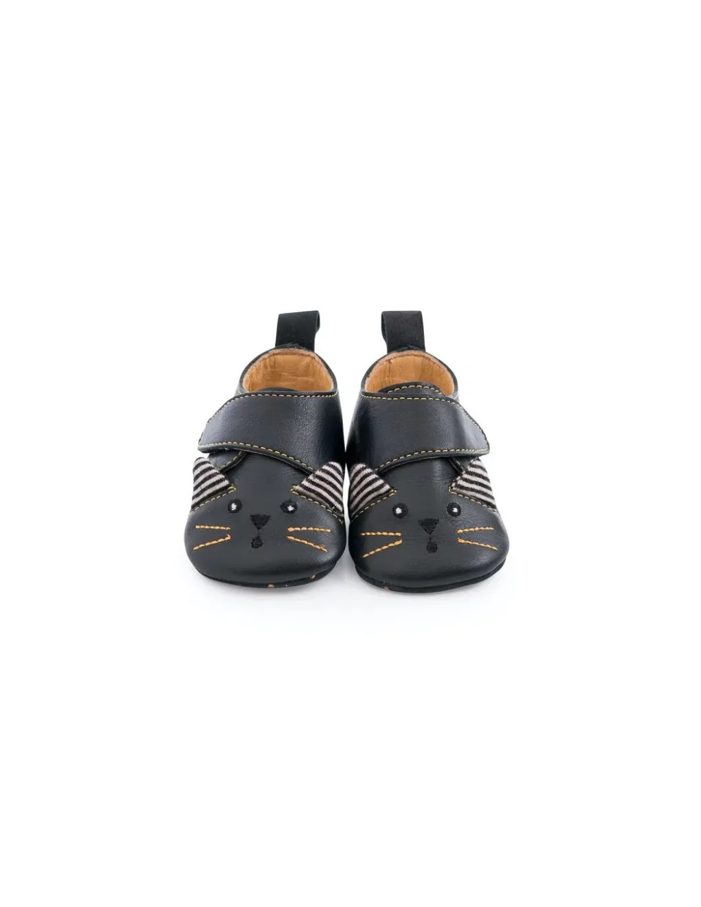 Moulin Roty Chaussons cuir chat noir Les moustaches 6/12 m -