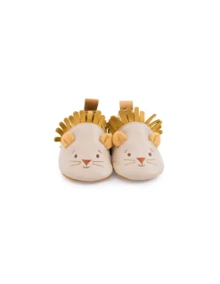 Moulin Roty Chaussons cuir lion beige Sous mon baobab 18/24 m - New