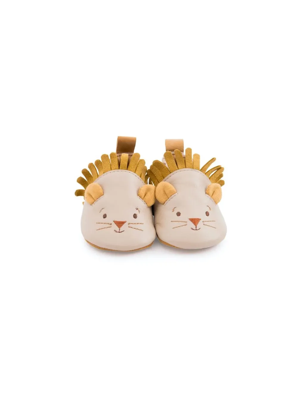 Moulin Roty Chaussons cuir lion beige Sous mon baobab 18/24 m - New