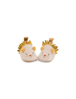Moulin Roty Chaussons cuir lion beige Sous mon baobab 18/24 m - New