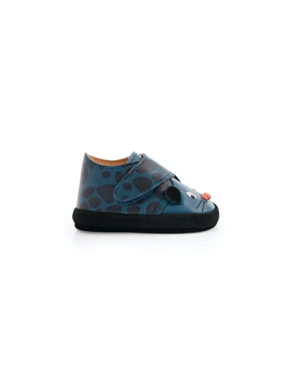 Moulin Roty Chaussons cuir panthère bleu Dans la jungle 12/18 m - Outlet