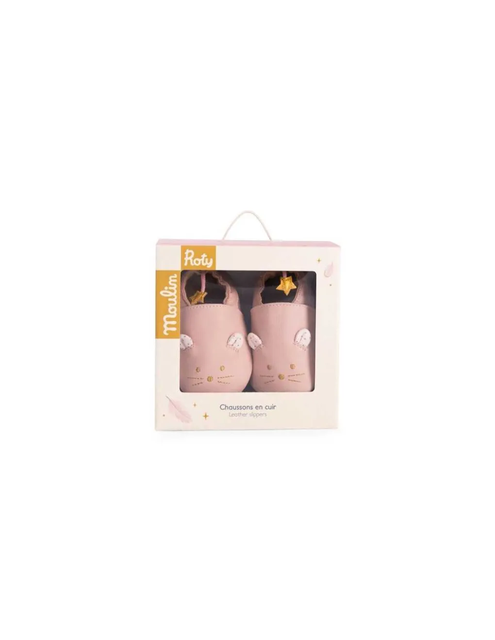 Moulin Roty Chaussons cuir souris rose La petite école de danse 18/24 m - Hot