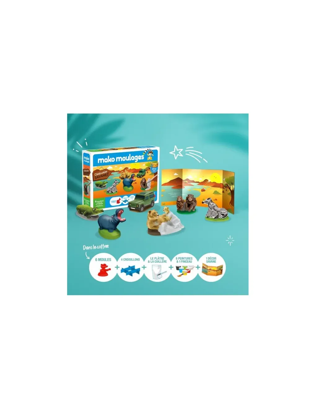 Mako creations Coffret 6 moules destination savane - Mako moulages New