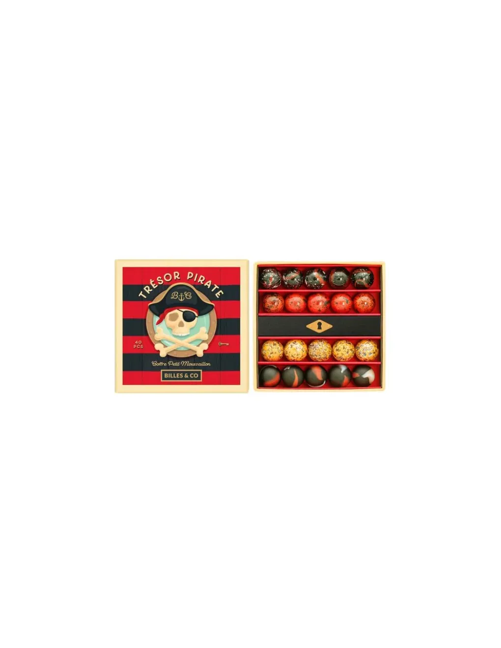 Billes and Co Coffret de 40 billes et galets Trésor pirate - Billes & Co Discount