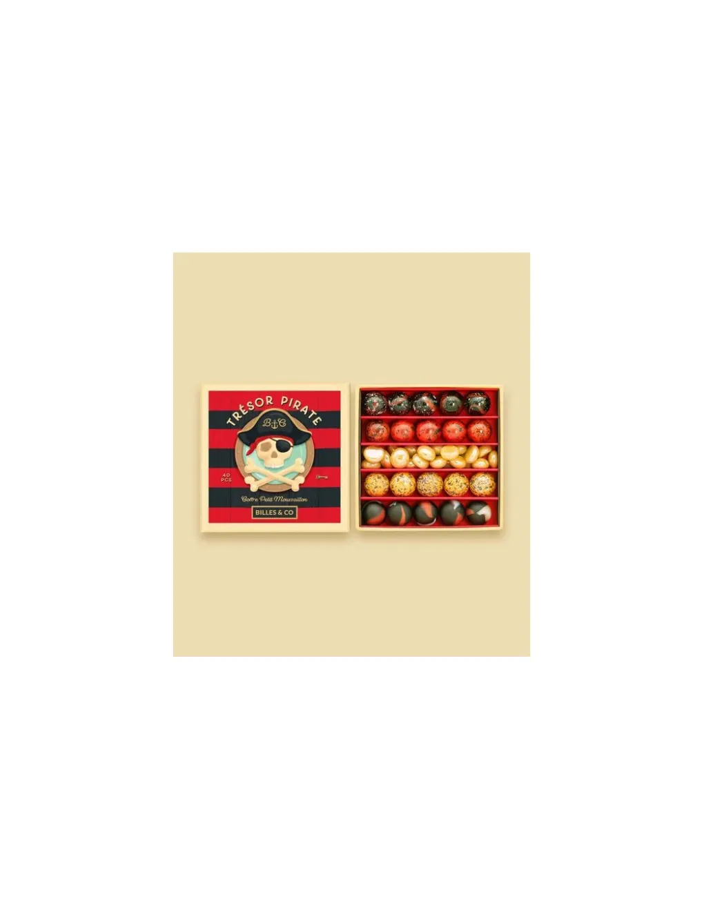 Billes and Co Coffret de 40 billes et galets Trésor pirate - Billes & Co Discount