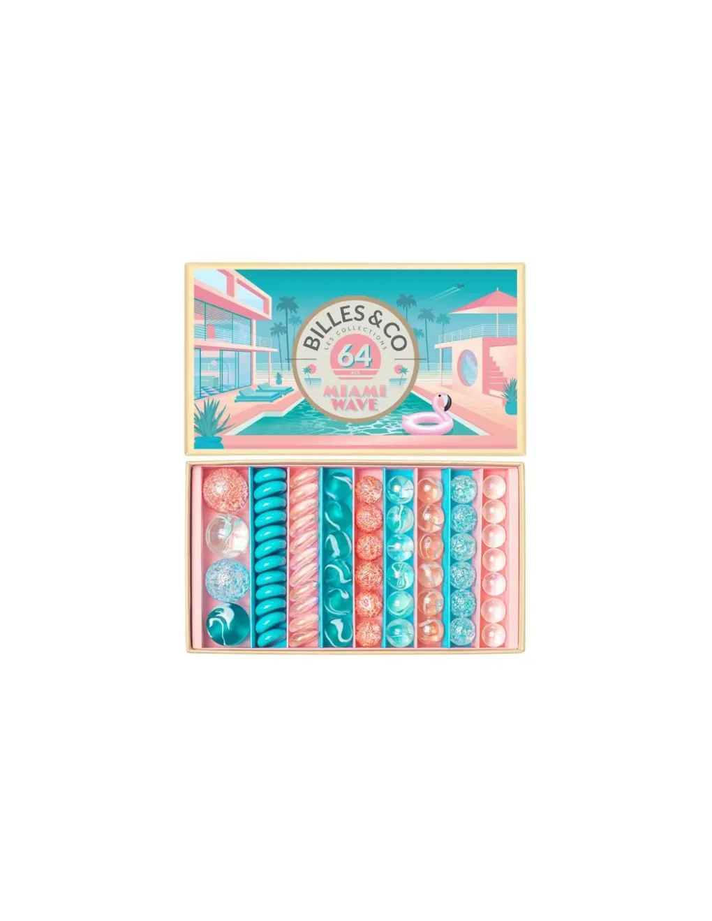 Billes and Co Coffret de 64 billes Miami Wave - Billes & Co Outlet