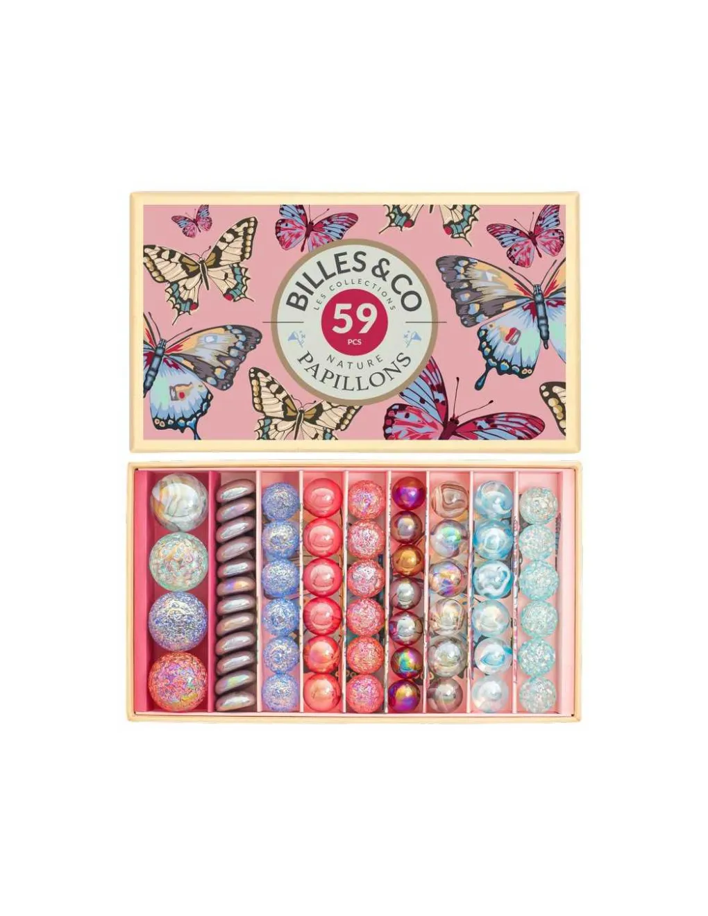 Billes and Co Coffret de 59 billes Papillons Anamorphique - Billes & Co Outlet