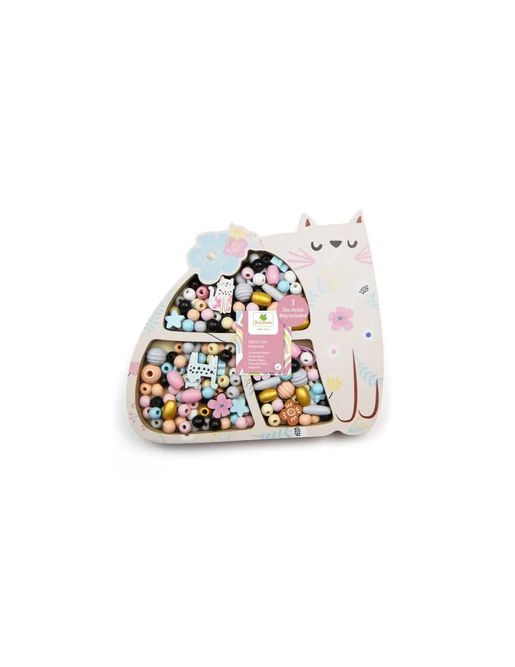 Sycomore Coffret de perles en bois Chat - Discount