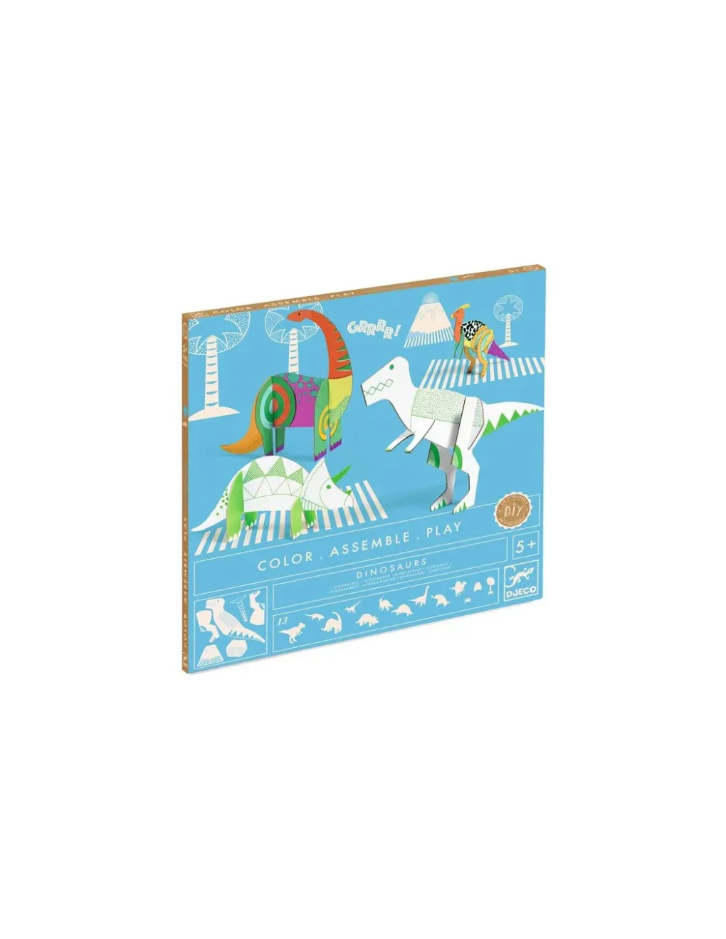 Djeco Colorie assemble et joue DIY Dinosaures - New