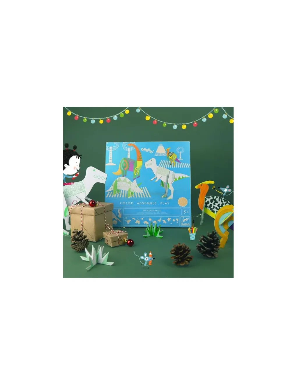 Djeco Colorie assemble et joue DIY Dinosaures - New