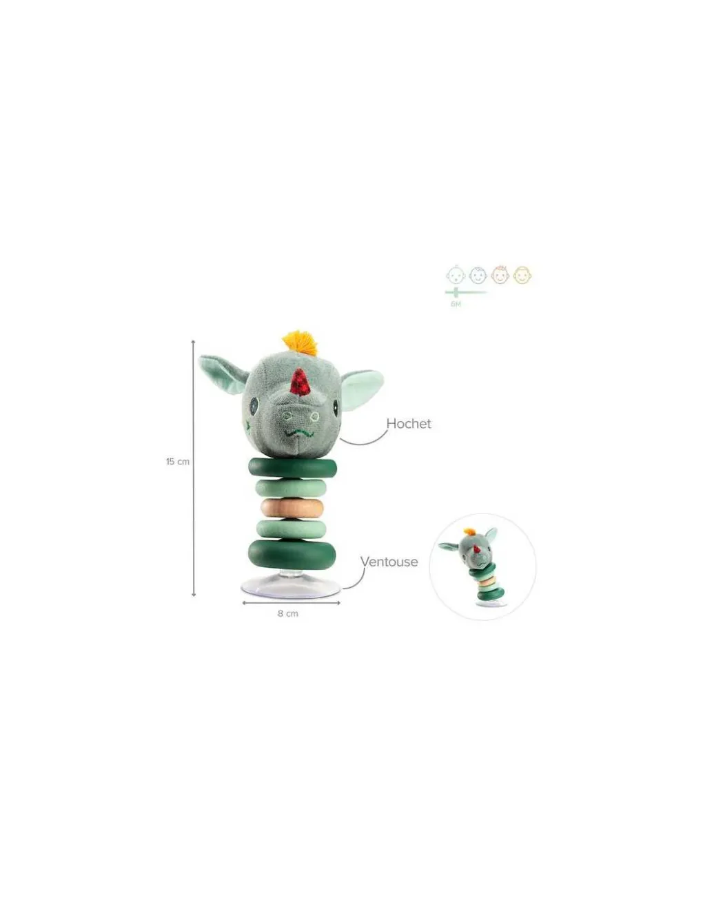 Lilliputiens Hochet swing à ventouse Joe le dragon - Clearance