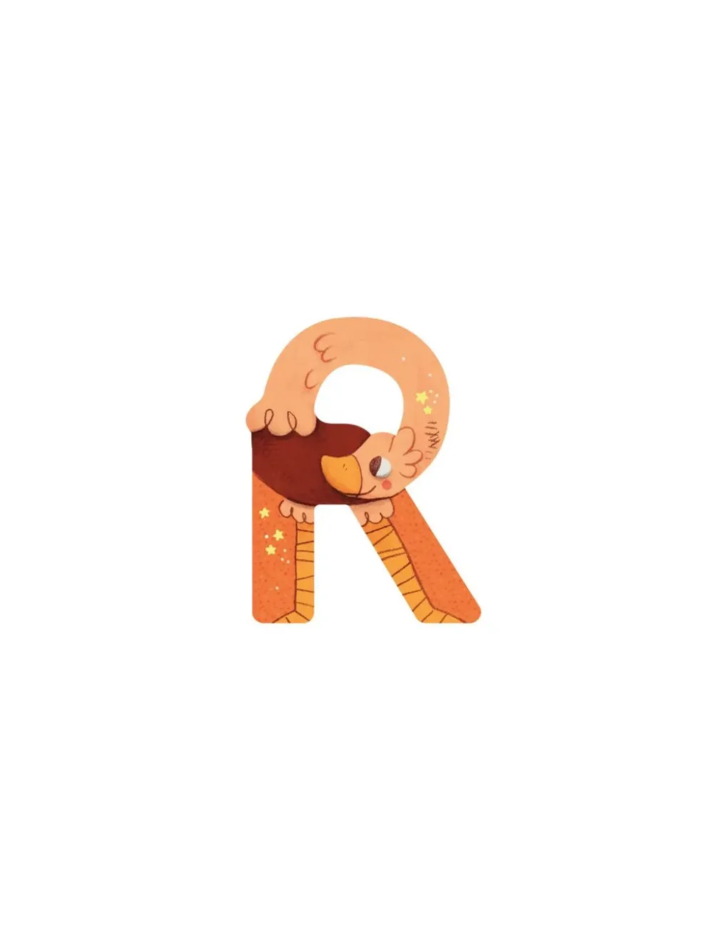 Moulin Roty Lettre R orange en bois - Hot