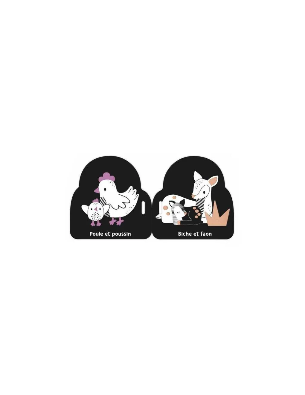 Auzou Livre poussette noir et blanc bébés animaux - New
