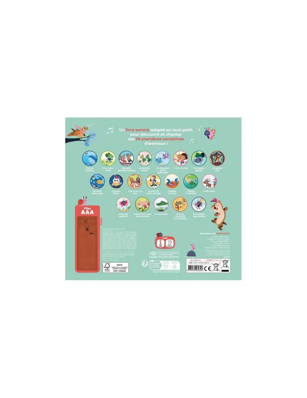 Auzou Livre sonore Mes jolies comptines d'animaux - Clearance
