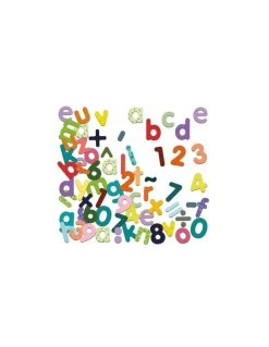 Jeujura Magnets bois 80 lettres minuscules et chiffres - New