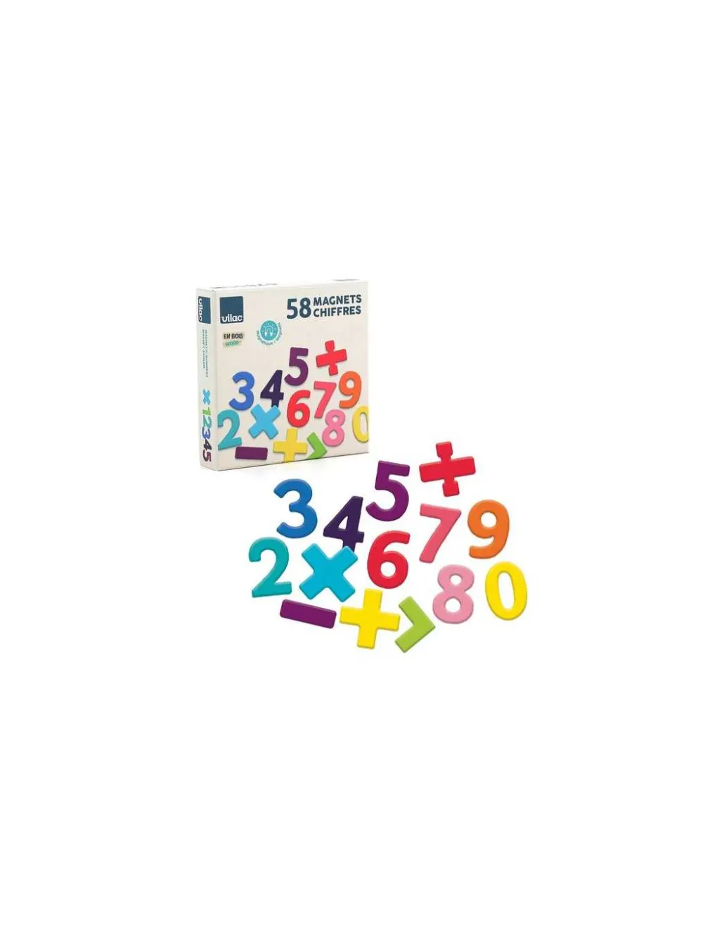 Vilac Magnets chiffres bois 58 pièces - Outlet