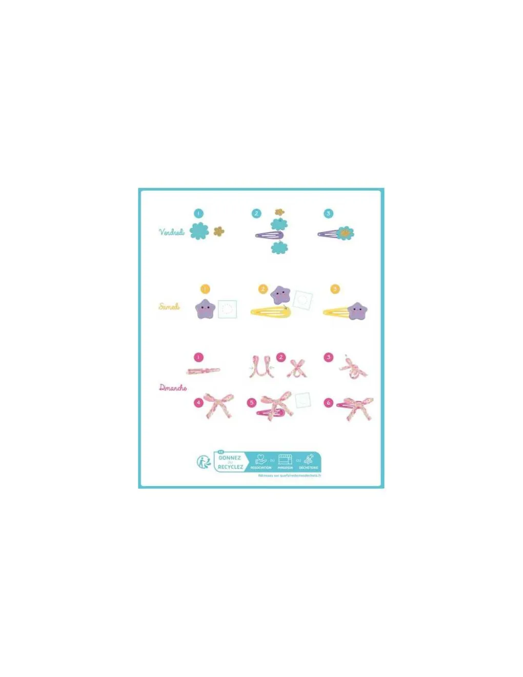 Auzou Mon semainier de barrettes arc en ciel - New