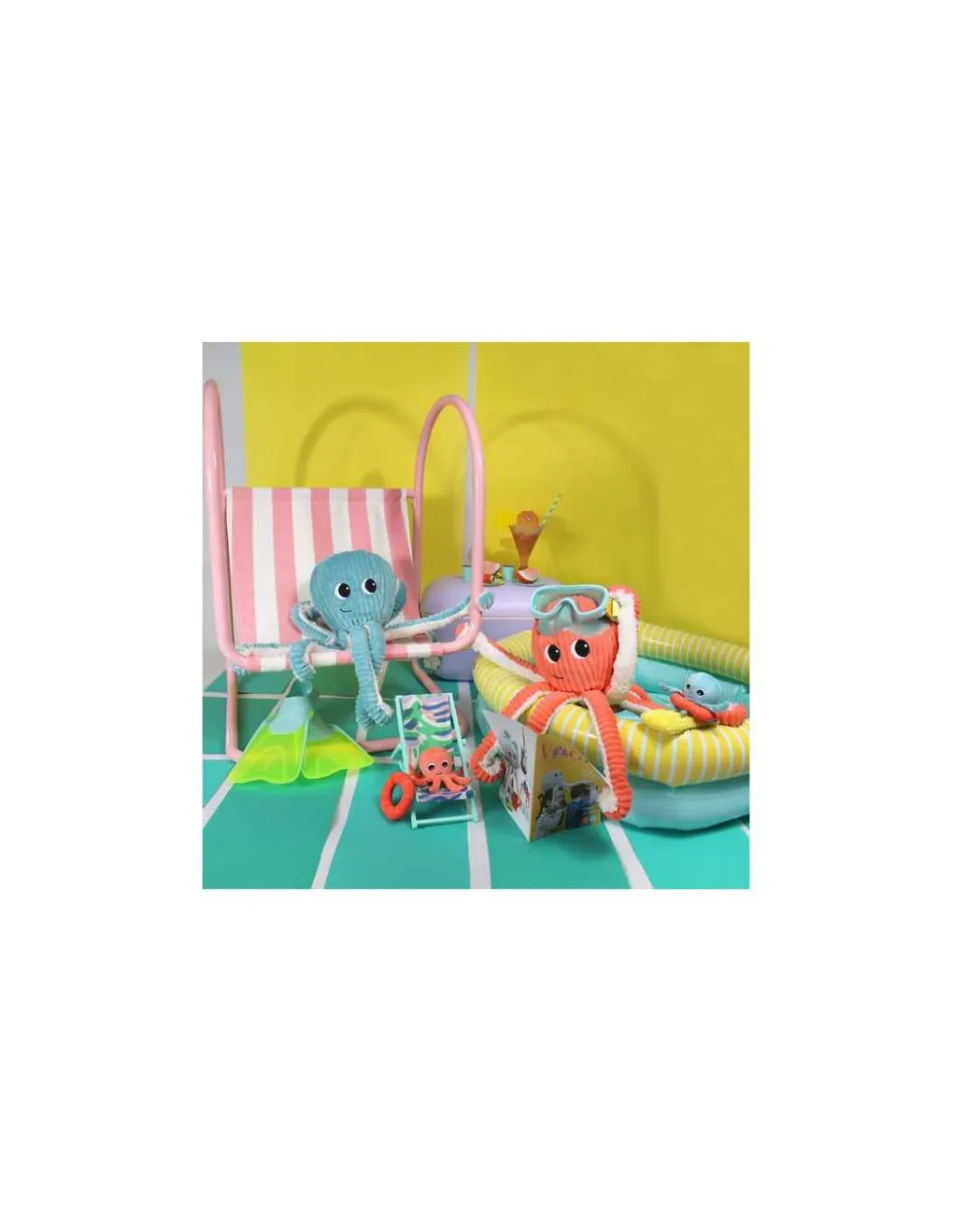 Les Deglingos Peluche Filou la pieuvre corail - Les Ptipotos by Déglingos Online