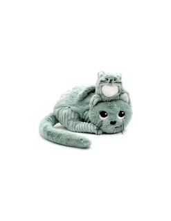 Les Deglingos Peluche Miaou le chat maman et bébé vert menthe - Les Ptipotos by Déglingos New