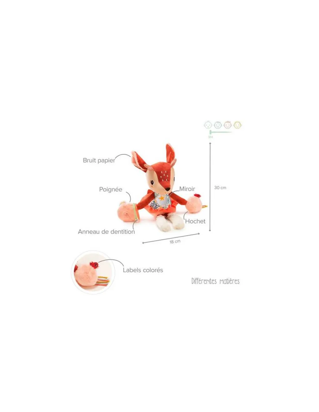 Lilliputiens Peluche Stella faon multi-activités - Best