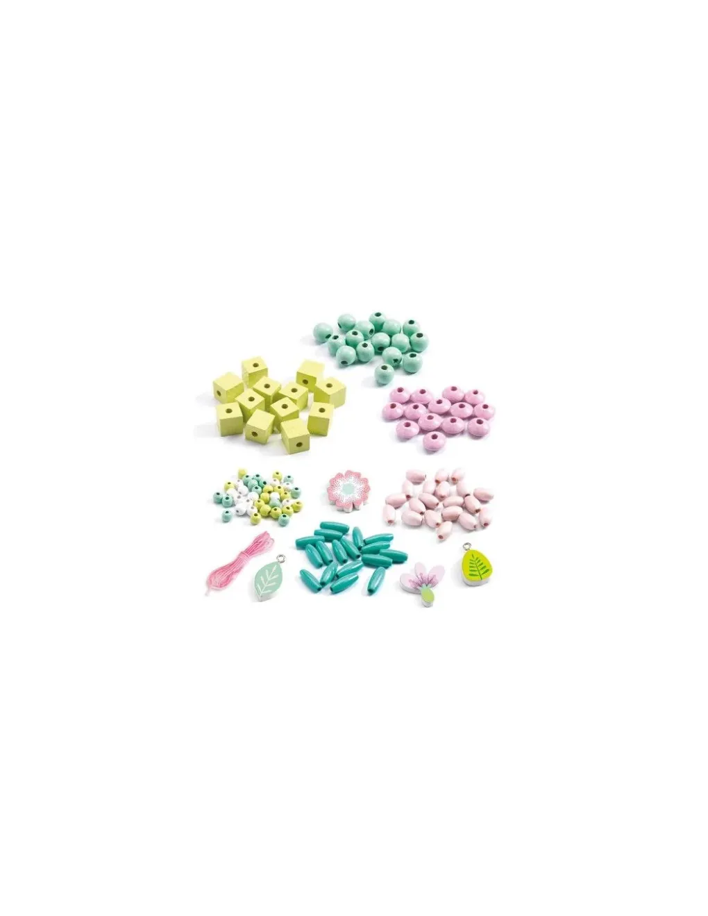 Djeco Perles en bois feuilles et fleurs - Online