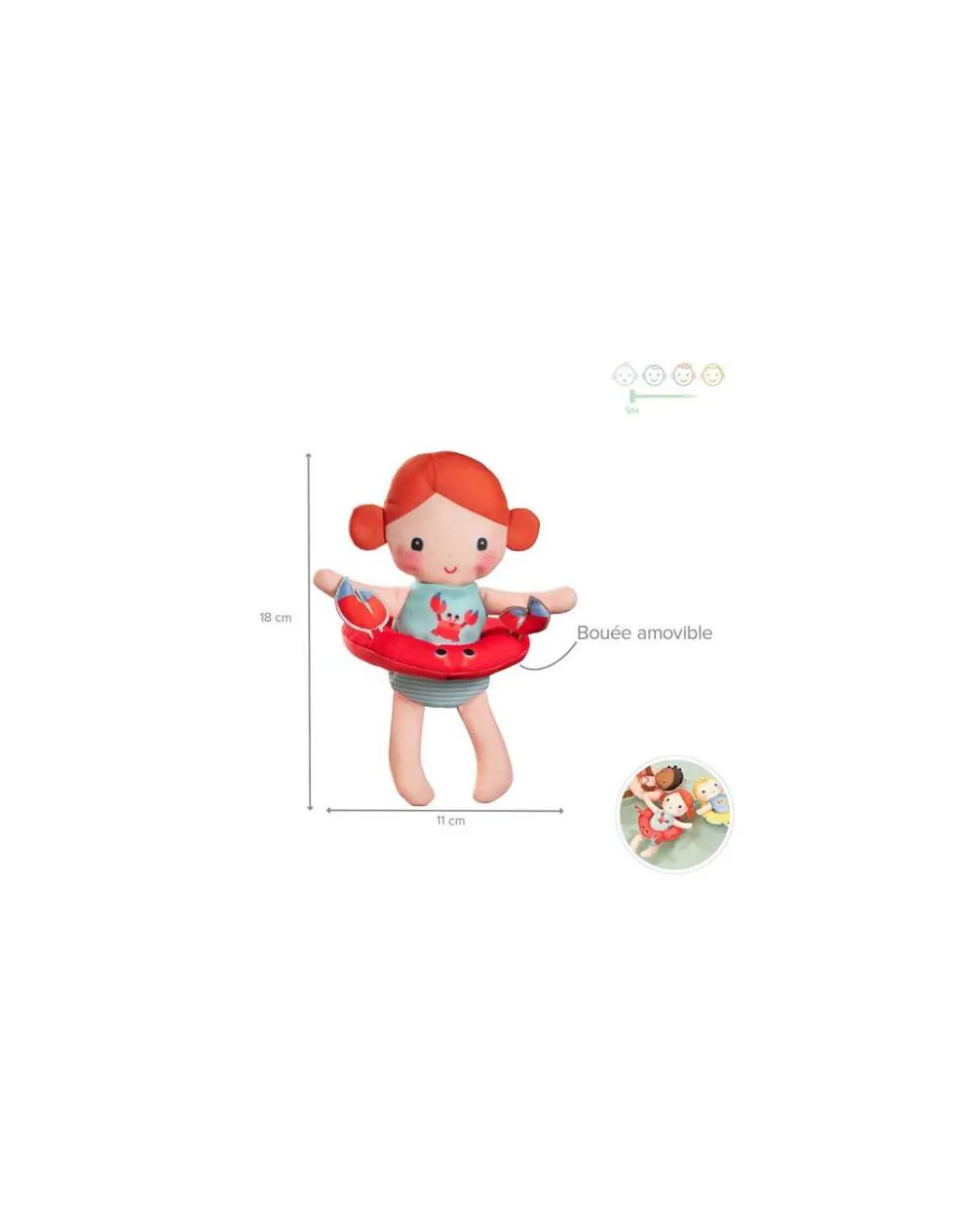 Lilliputiens Poupée de bain Axelle le crabe - Hot