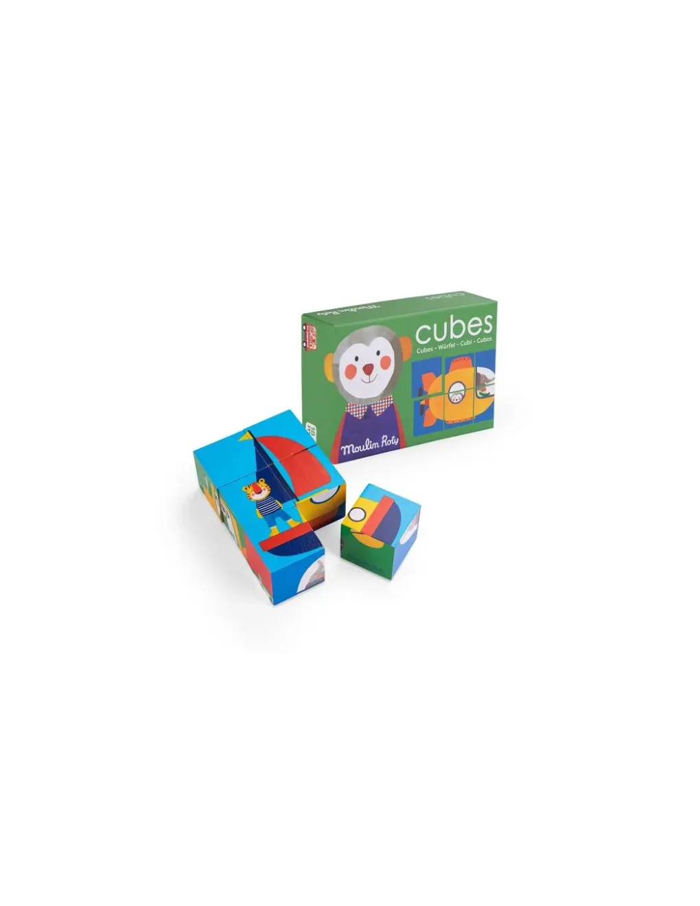 Moulin Roty Puzzle 6 cubes Les Popipop - New