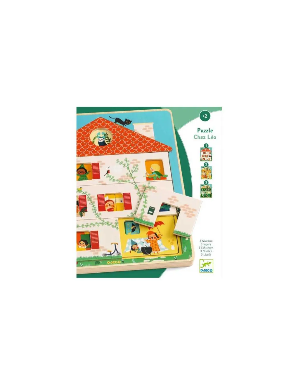 Djeco Puzzle 3 niveaux Chez Léo - Best