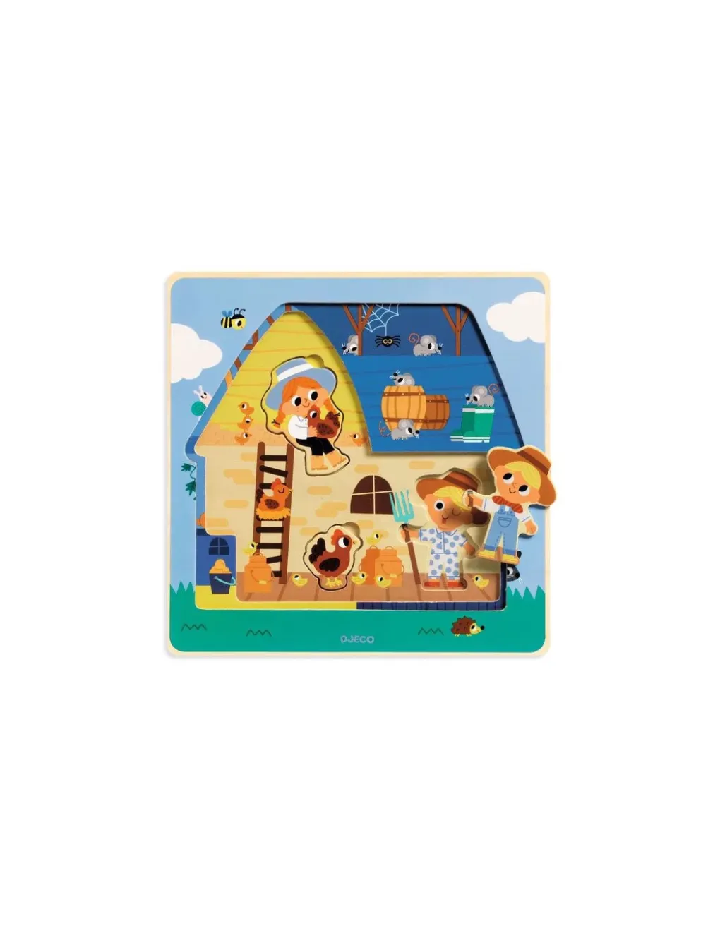 Djeco Puzzle 3 niveaux Chez Moo -