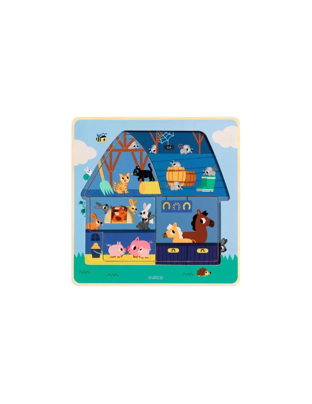 Djeco Puzzle 3 niveaux Chez Moo -
