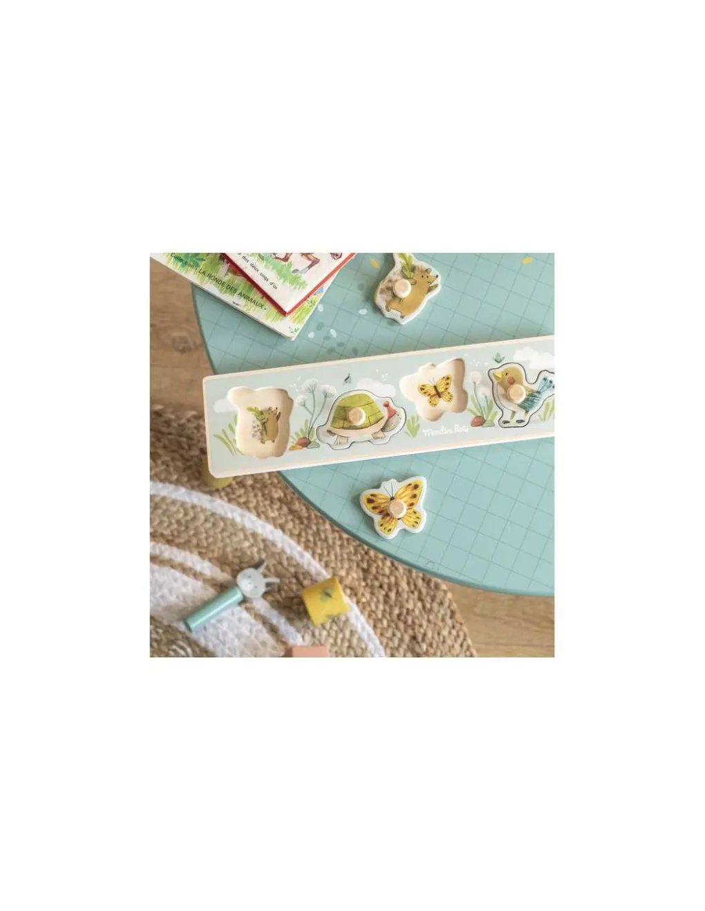 Moulin Roty Puzzle encastrable 4 animaux Trois petits lapins - Discount