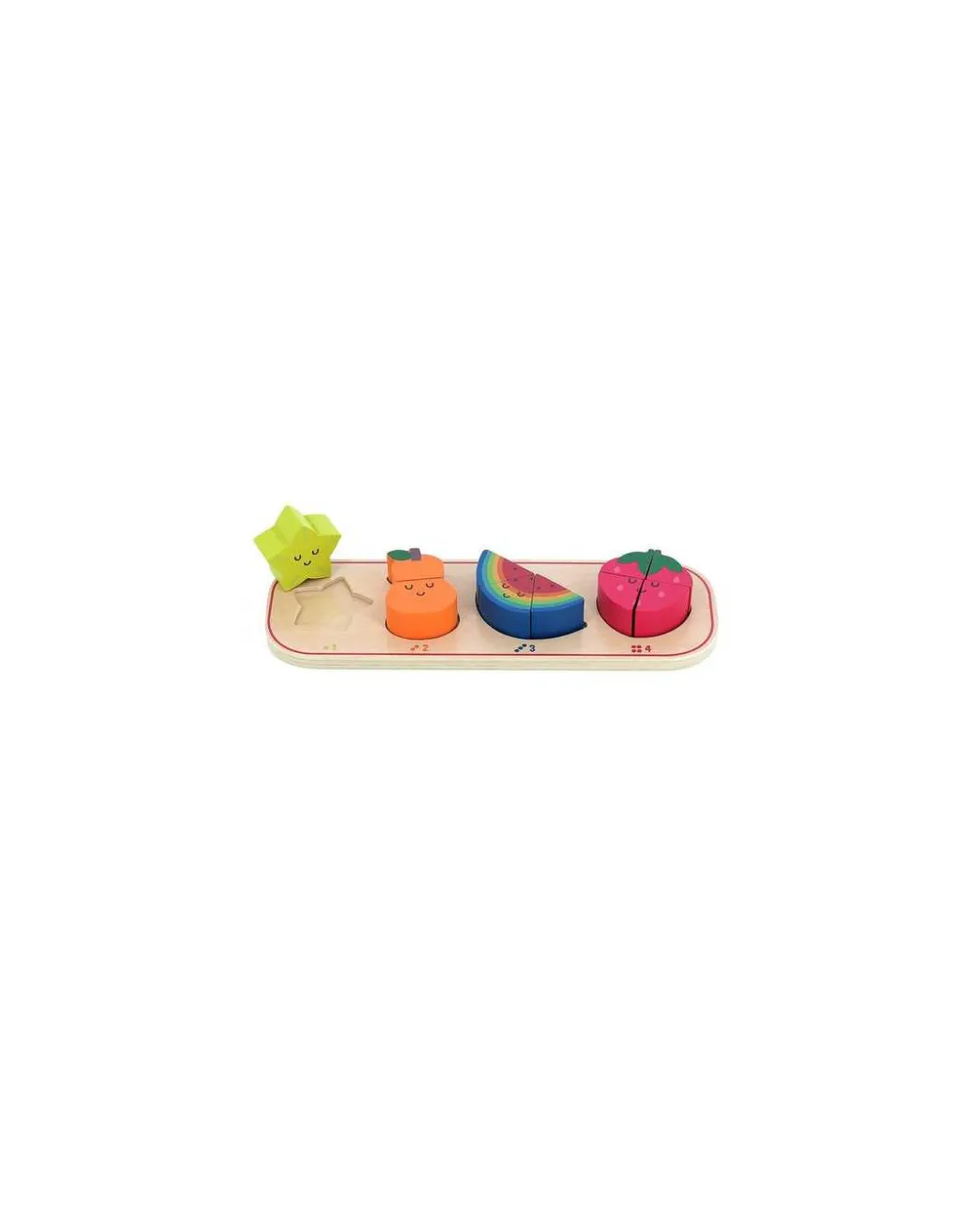 Vilac Puzzle encastrement 1,2,3 et 4 fruits Andy Westface - Outlet