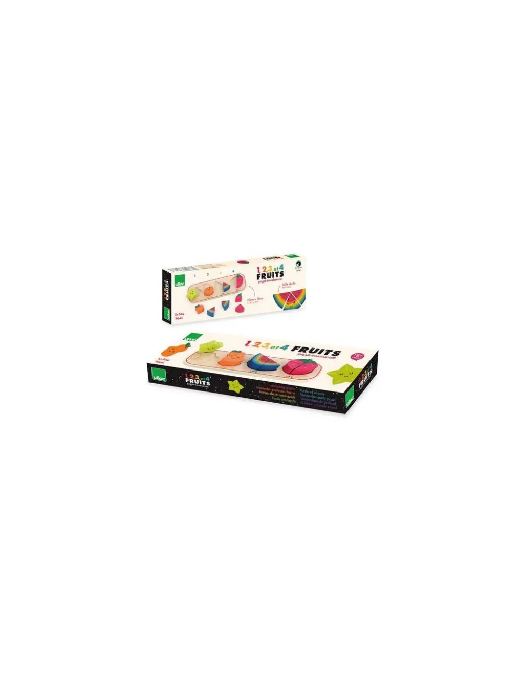 Vilac Puzzle encastrement 1,2,3 et 4 fruits Andy Westface - Outlet
