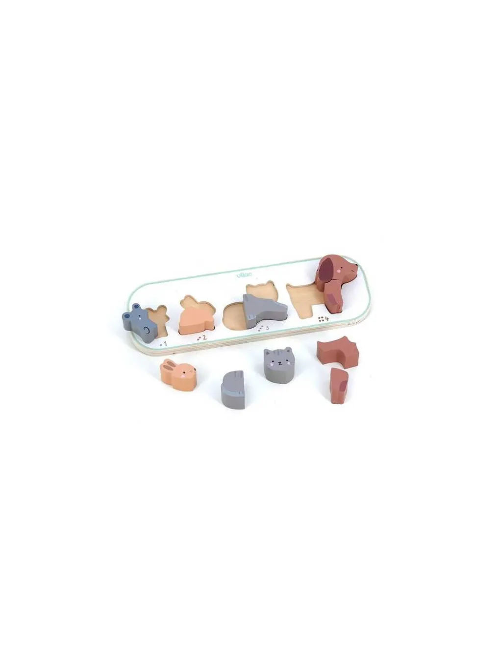 Vilac Puzzle Encastrement 1,2,3 et 4 animaux Sarah Betz - Outlet