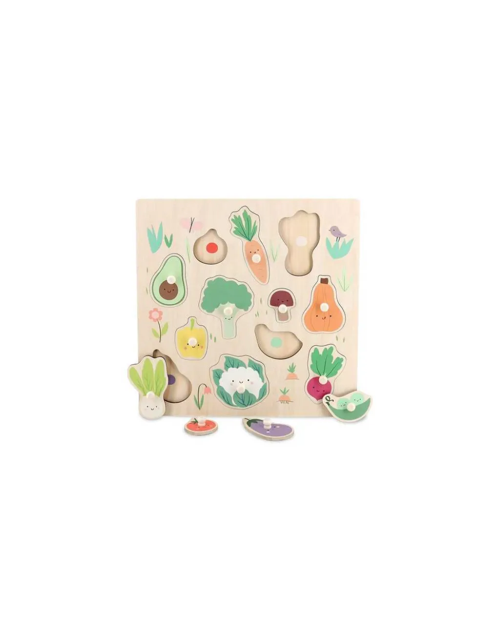 Vilac Puzzle Encastrement boutons bois légumes Sarah Betz - Hot