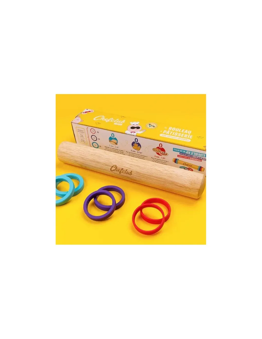 Chefclub kids Rouleau à pâtisserie avec anneaux ajustables - Discount